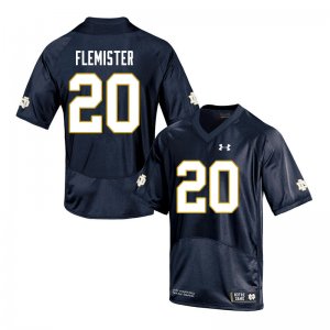Notre Dame Fighting Irish Men's C'Borius Flemister #20 Navy Under Armour Authentic Stitched College NCAA Football Jersey MRE7899TY